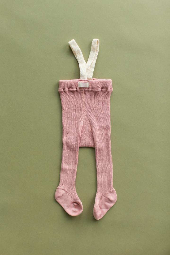 Organic retro pančuchy na traky old pink