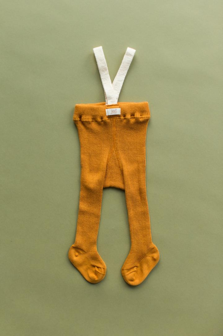 Organic retro pančuchy na traky ocher