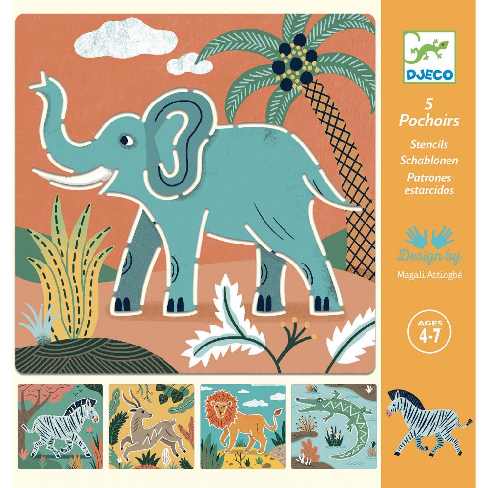 Kreslení podle šablony: Africká zvířata