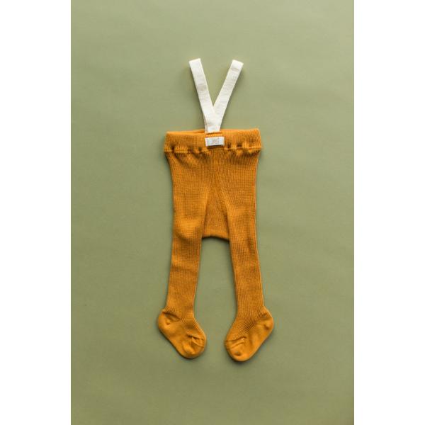 Organic retro pančuchy na traky ocher